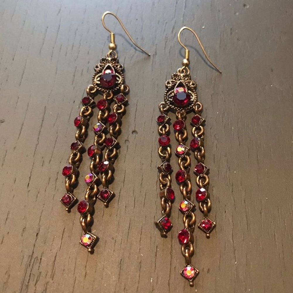 Burgundy Drop Earrings